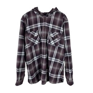 Carhartt Hoodie Flannel Plaid Shirt Women’s Size 20 XXL Purple Black